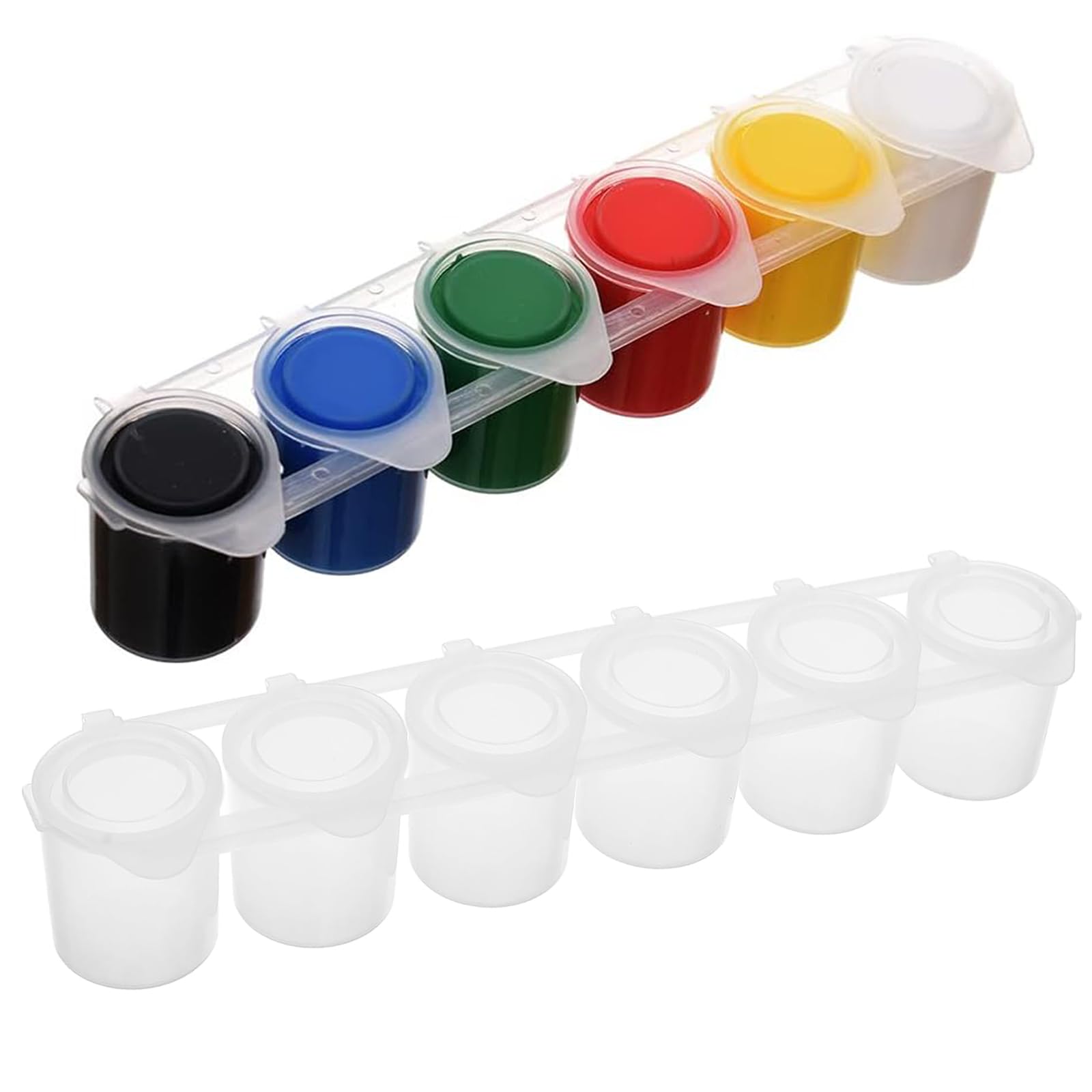 SpiderJuice 35ml (2 Strips) Refillable Plastic Clear Mini Artist Empty Paint Pots Strips Pods with Lid Tiny Watercolor Storage Box Small Color Containers Jars-image-26