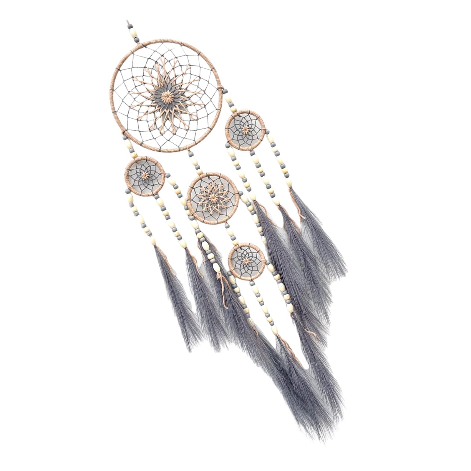 Jazuaiao Macrames Dreamcatchers with Pampas Grass and Wooden Beads Wall Hanging Ornament for Bedroom and Home Decors Pampas Grass Dreamcatchers