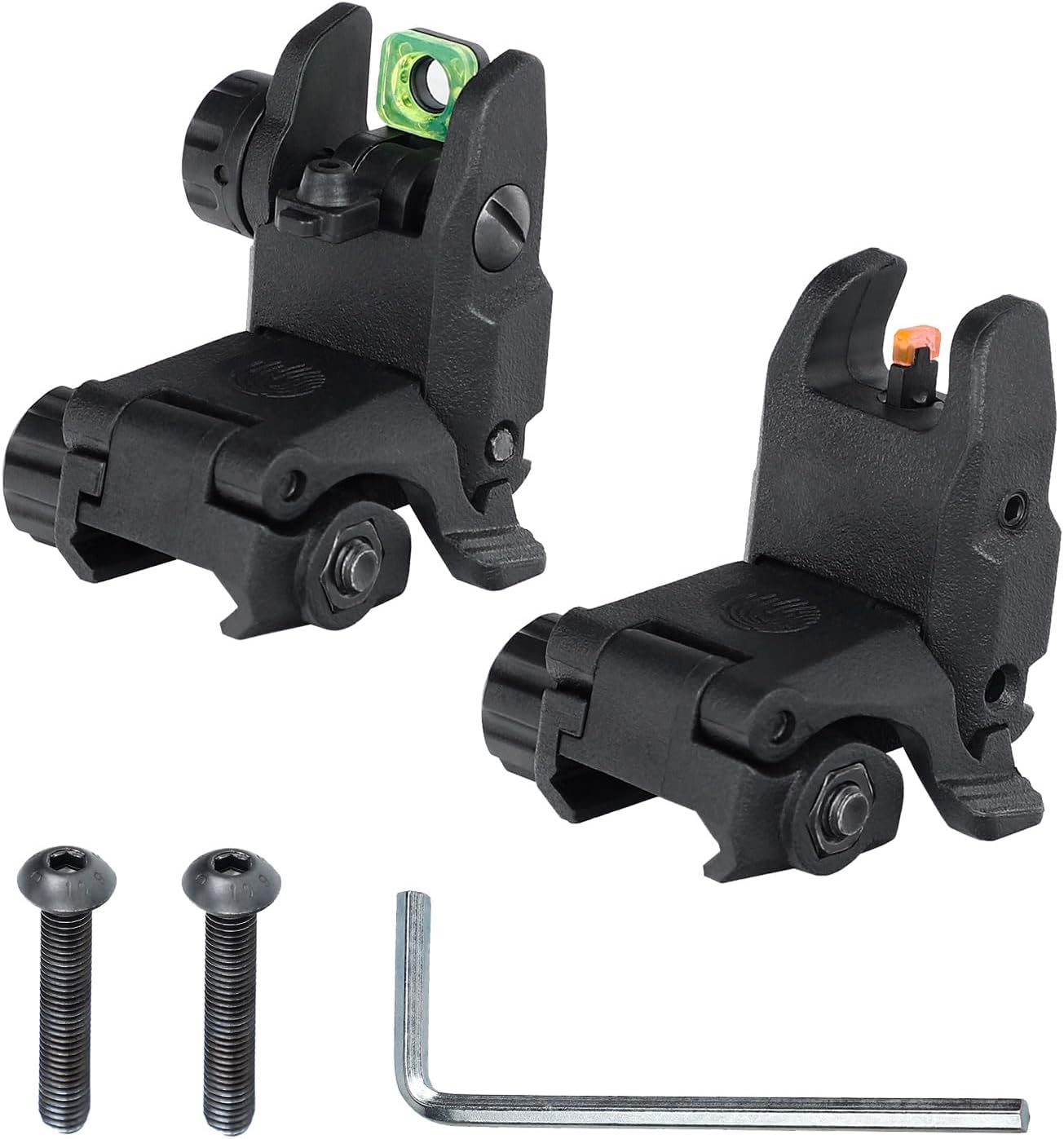 WINFREE Flip up Front Rear Sight Set Polymer Sights Windage Adjustment for 1913 Picatinny Rail (Black)