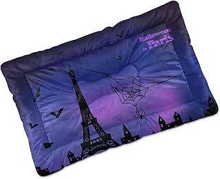 Halloweens-France-Print Warm Dog Bed Mat, Dog Crate Pad for Small Dogs, Machine Washable Portable and Soft Pet Bed Mat, Anti-Slip 24 x 18 inch