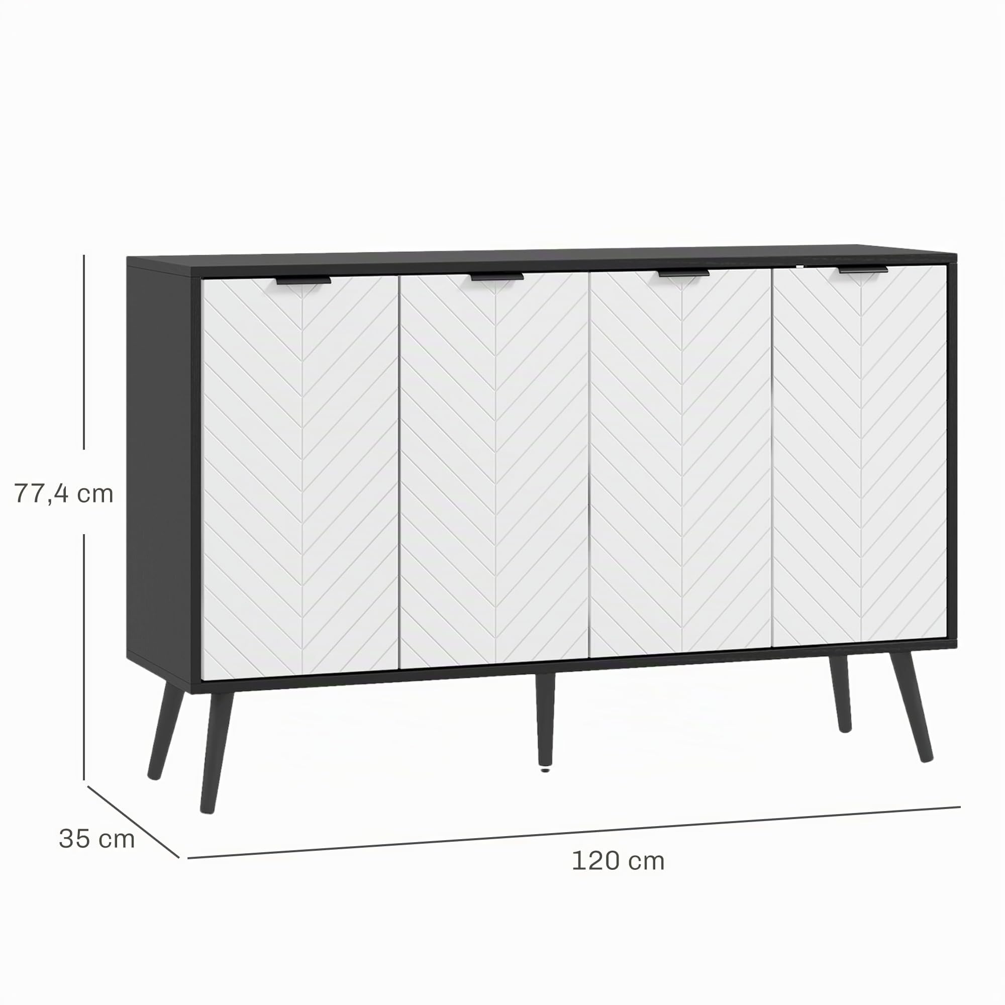 HOMCOM Buffet Moderne à 4 Portes 47" Noir