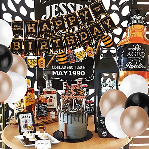 Whiskey Birthday Party Decorations, Aged to Perfection Birthday Party Supplies Whiskey Birthday Banner Garland, Whiskey Cake Toppers, White Black Champagne Gold Balloons 7 Whiskey Birthday Party Decorations, Aged to Perfection Birthday Party Supplies Whiskey Birthday Banner Garland, Whiskey Cake Toppers, White Black Champagne Gold Balloons - Image 8
