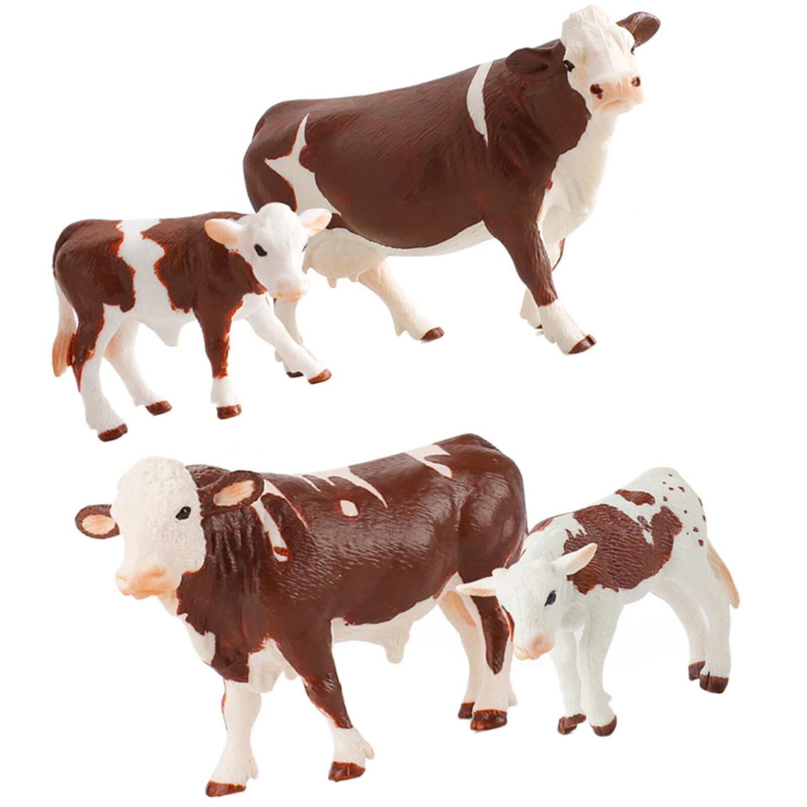 Set 4 Modelli Animali da Fattoria in Pvc, Giocattoli Educativi Mucche Simulazione, Stimolano Immaginazione e Competenze Cognitive per Ragazzo Ragazza