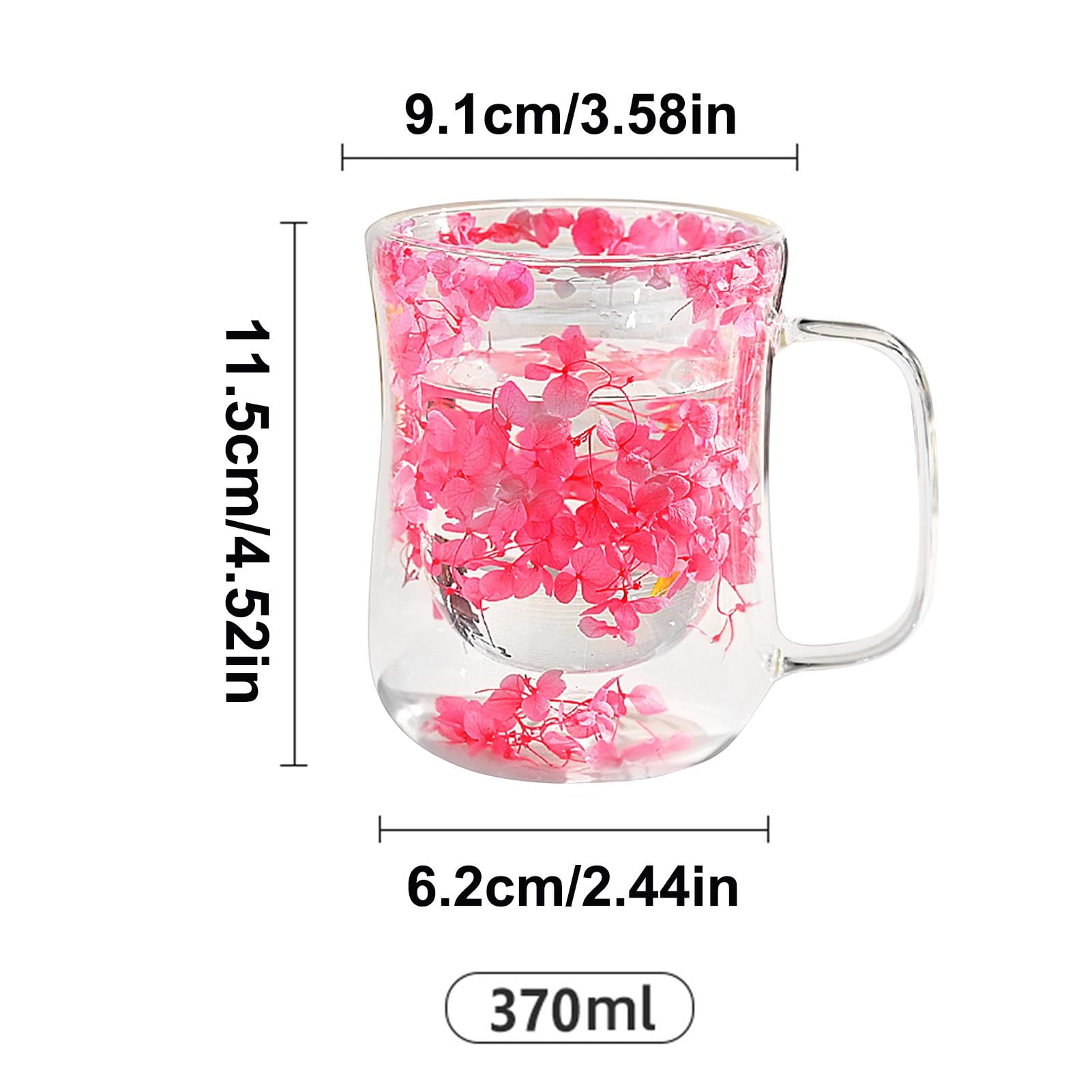 Gedroogde Bloemen Dubbelwandige Dubbelwandig Thermoglas Geïsoleerde Koffiekopjes Van Glas Met Hittebestendige Kopjes, Glazen Voor Melk Espresso Geschenken voor Ma, 250 / 350 Ml
