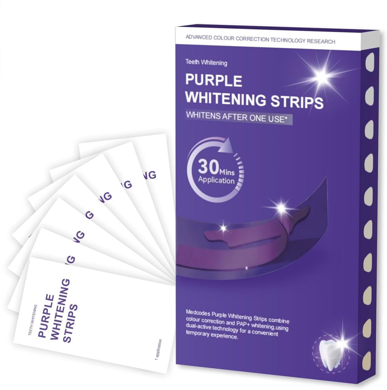 Kartikeya Teeth Whitening Strips for Sensitive Teeth | 7 Strips 14 Uses | Enamel Safe Whitening Kit | Removes Tea Coffee Smoking Stains | Purple Teeth Whitening for Men Women-image-25