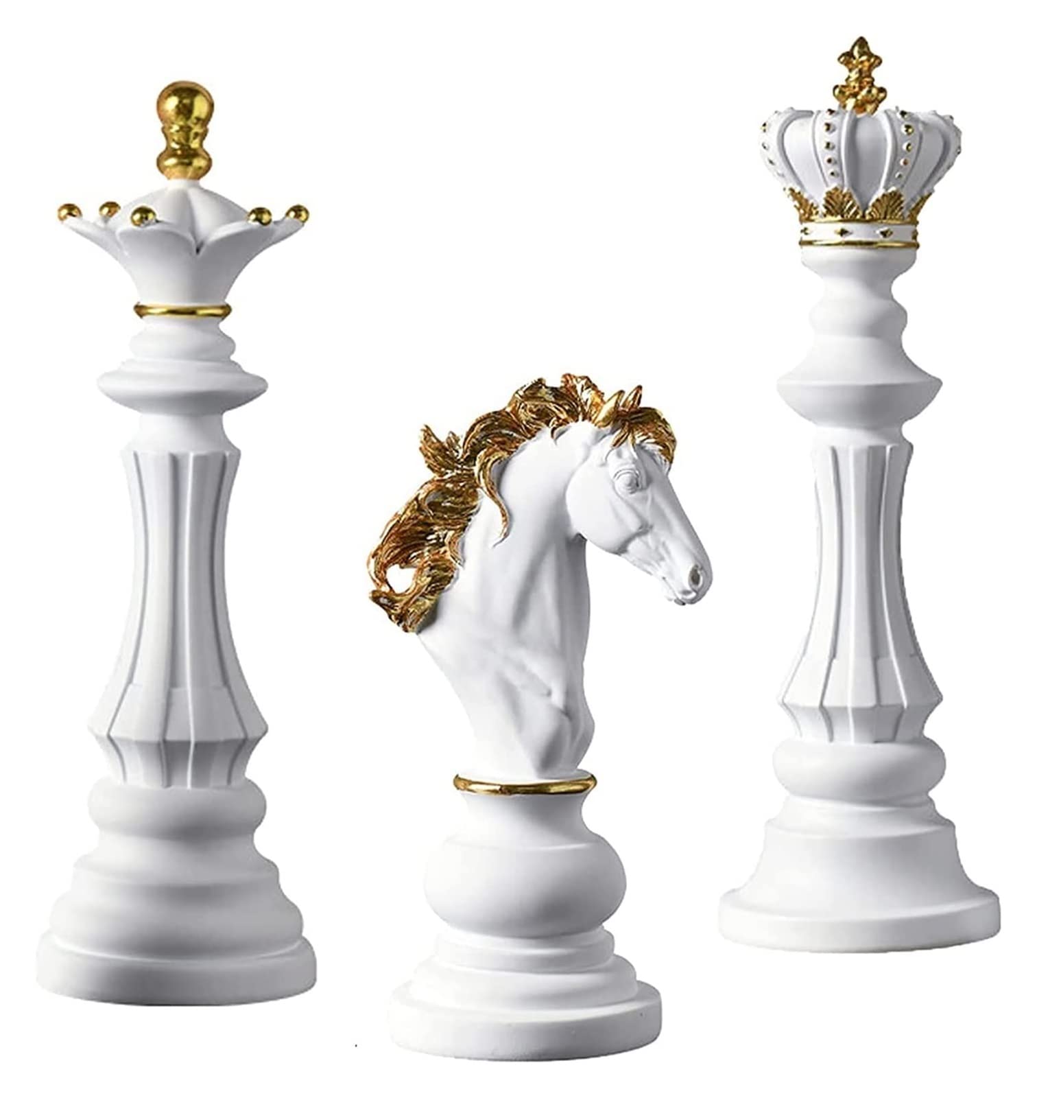 Statue échecs or en résine pour décorer un salon chic