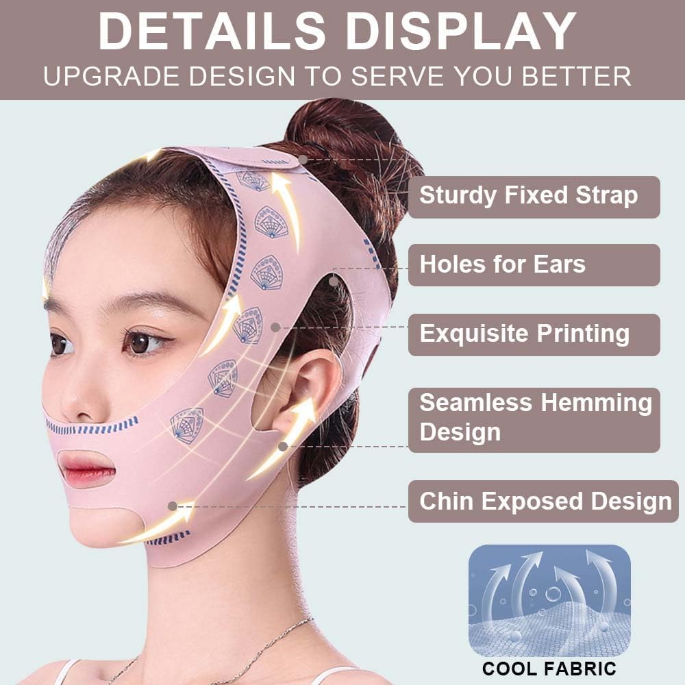 Reductor de Papada, Máscara Lifting Facial Reutilizable, Faja facial lifting, Cinturón Ajustable para Afinar el Rostro y Estilizar la Línea de la Mandíbula, Efecto V-Line y Reducción de Papada