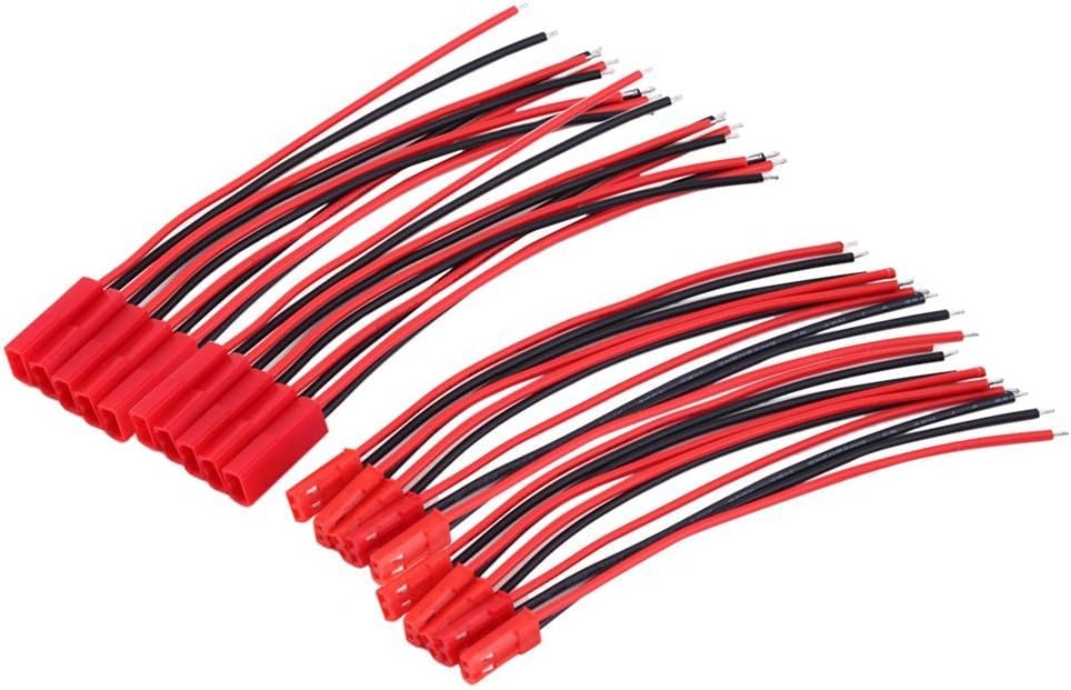 VIPMOON 20 Pairs JST 2 Pin Plug Male to Female EL Wire Cable Connector Adapter 22AWG for 3528 5050 LED Strip Lights