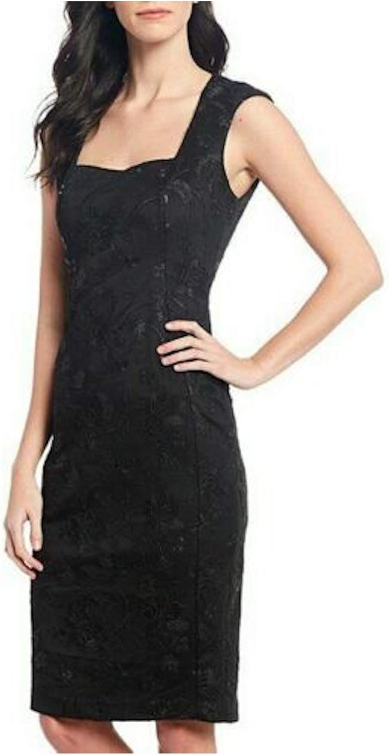 calvin klein split neck sheath dress