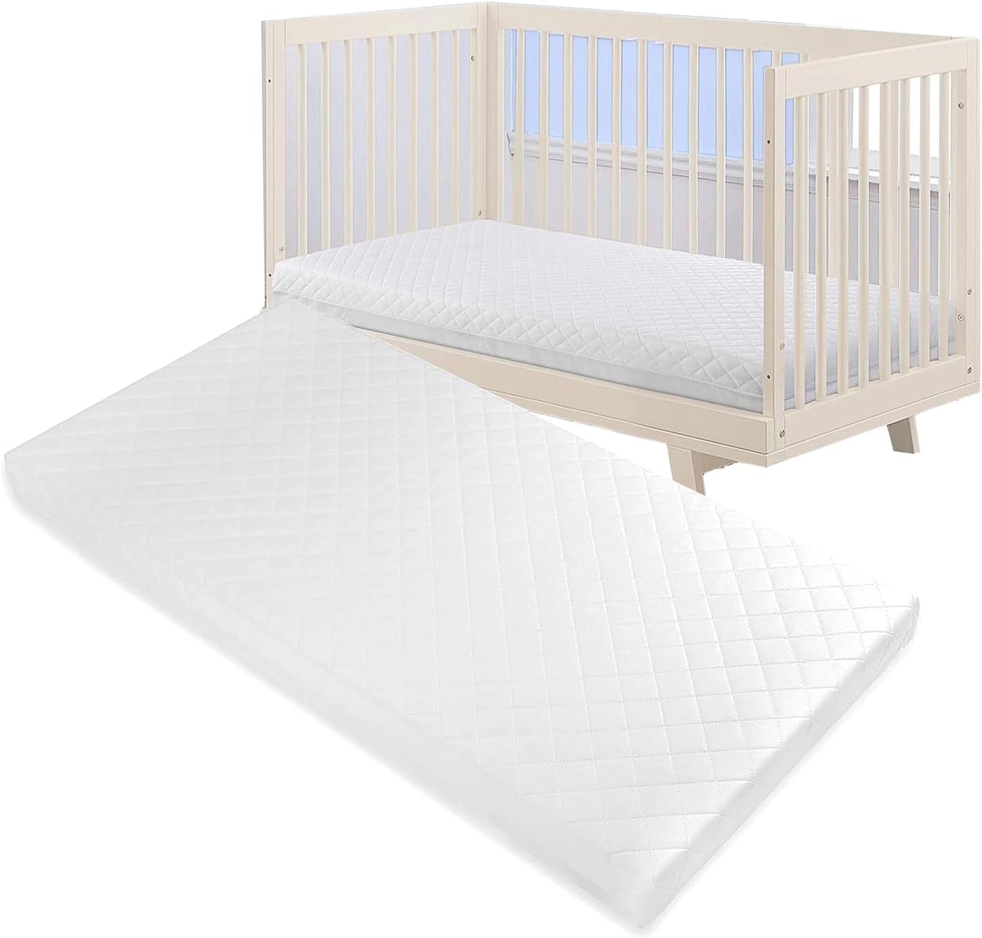 New Classic Cot Bed Mattress - 90x50x5 cm | Extra Breathable, Anti-Allergy Baby & Toddler Foam Mattress | Fits Mamas & Papas, Graco Cots | Quilted Removable Cover, Made in England