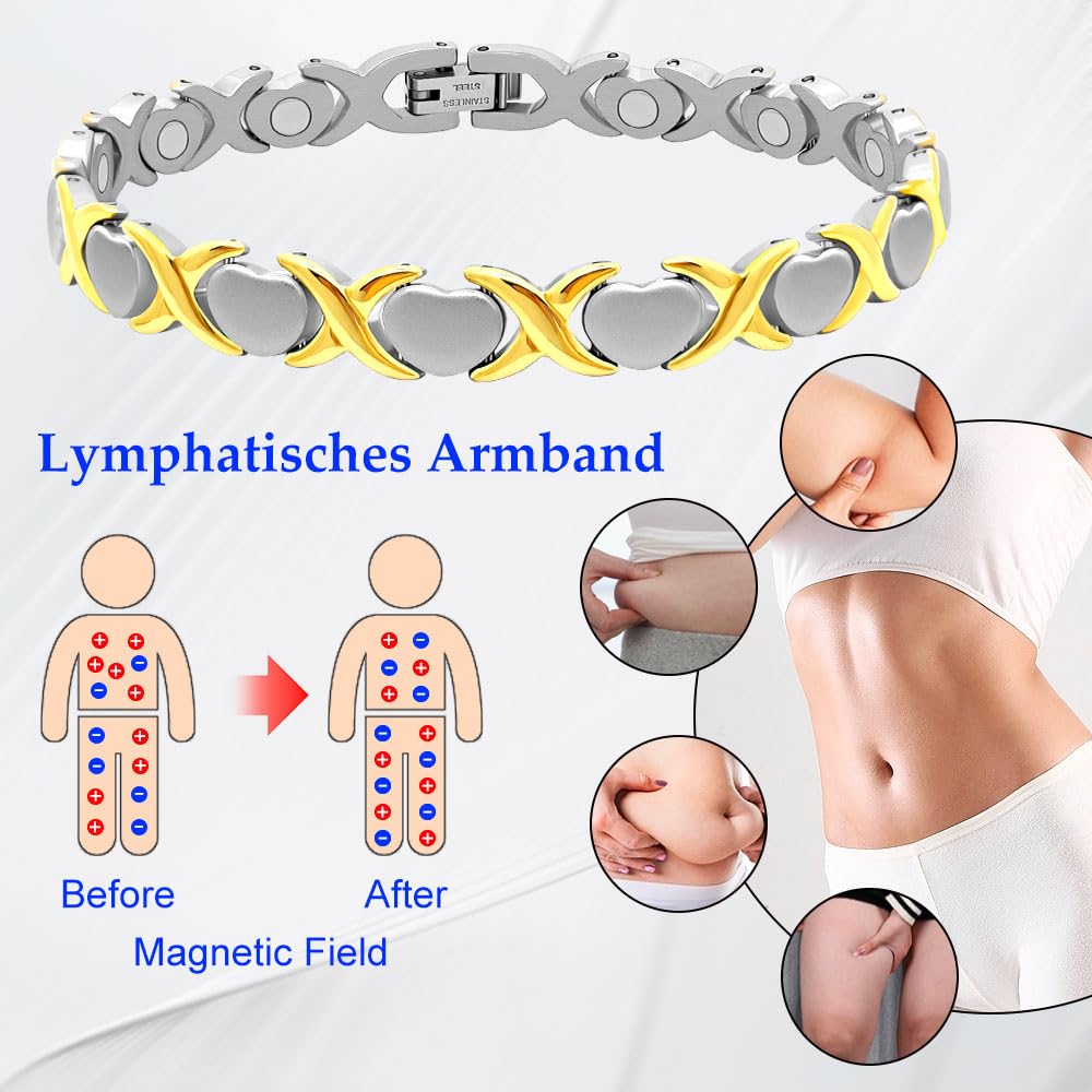JEROOT Pulsera magnética para mujer, terapia magnética, alivio del dolor, hinchazón, salud, con herramienta de ajuste (3500 gauss) (V)