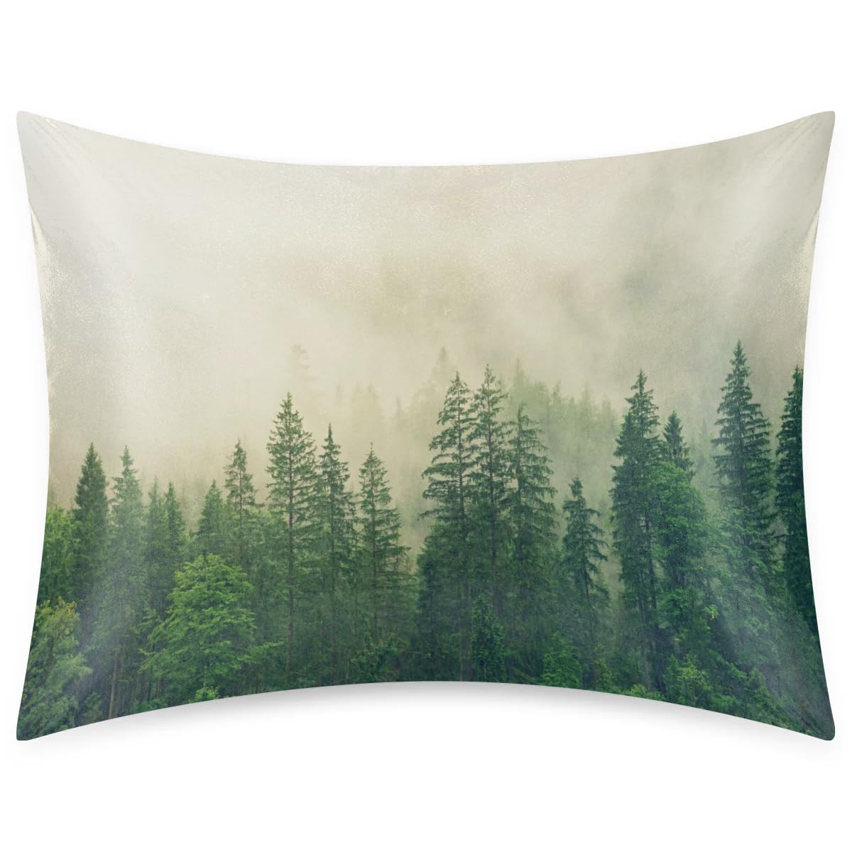 Satin Pillowcase Forest Silk Pillowcase for Hair and Skin Tree Pillow Cases Standard Size Luxury Smooth Satin Pillowcase