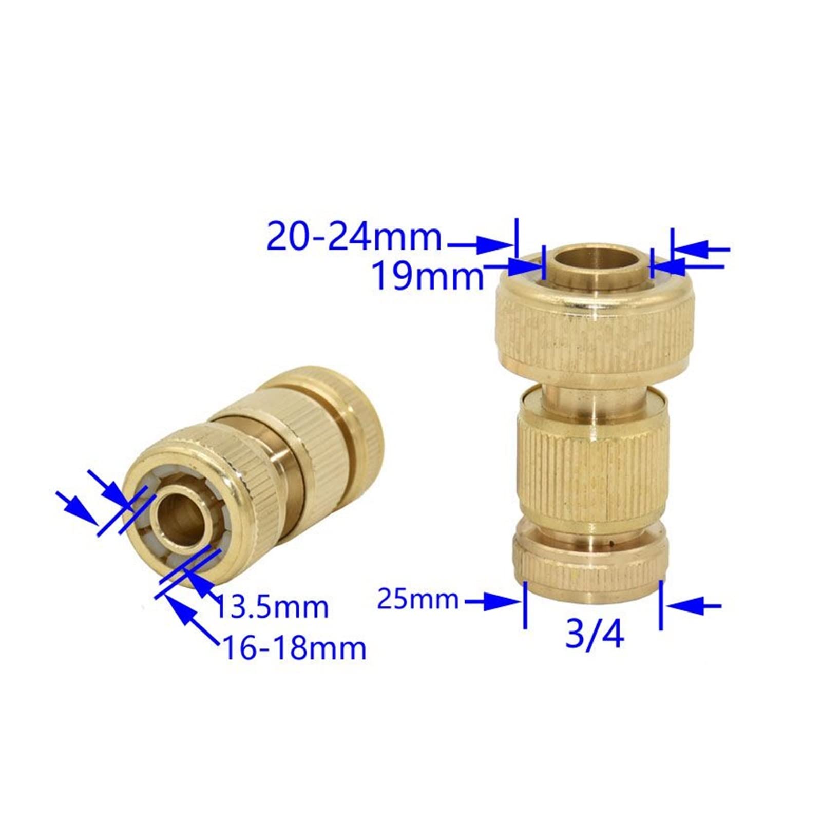 Conector de montaje Latón femenino 3/4 a 1/2 3/4 Conector de manguera 16 mm 20 mm Manguera de jardín Adaptador de conexión Agitadora de agua Adaptador de pistola de agua 5 Conjuntos