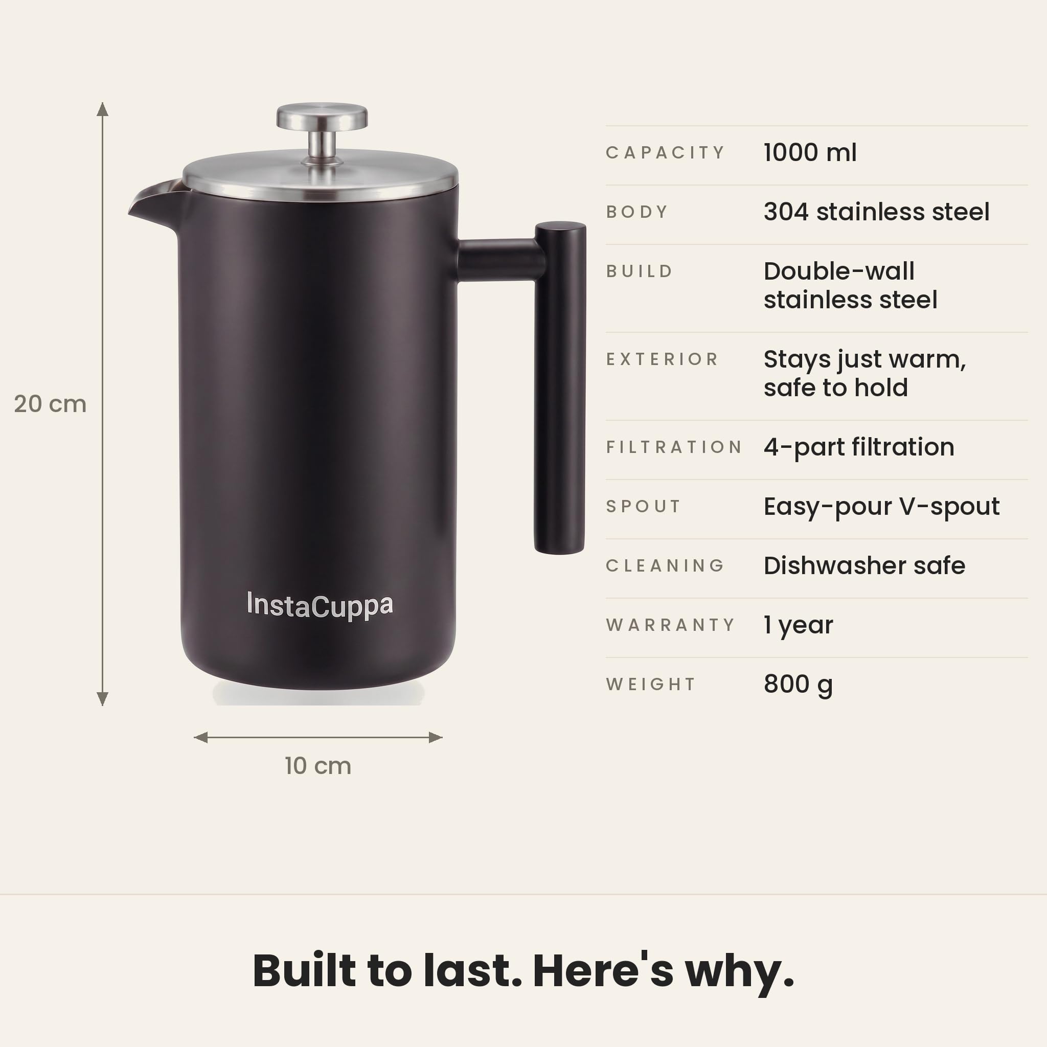 InstaCuppa French Press - Premium Coffee Maker -8
