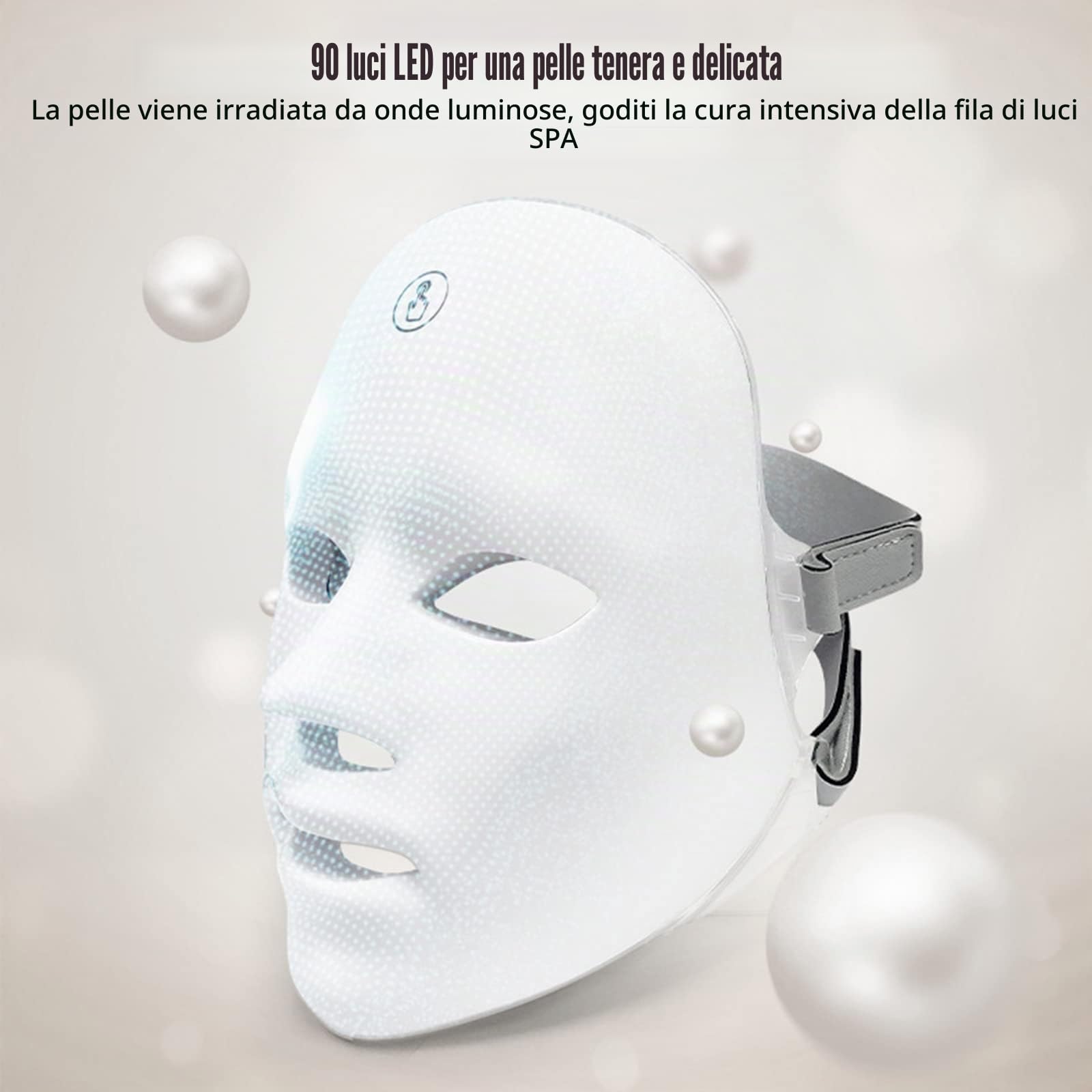 Maschera viso a LED con 7 colori per terapia della luce, maschera viso a LED per ringiovanimento della pelle, trattamento della pelle del viso contro l'acne, rughe e anti-invecchiamento, per casa e