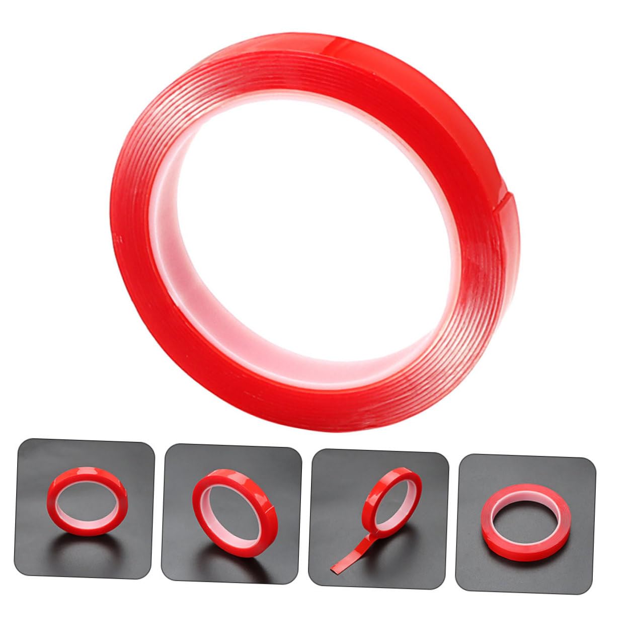 jojofuny 5 nastri a doppio lato pesante nastro biadesivo per tende nastro resistente Stesso nastro a doppio lato adesivo senza tracce acido acrilico rosso