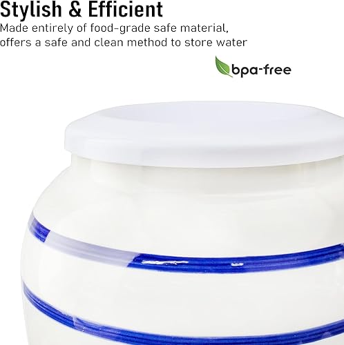 Miniatura 4 de Dispensador de agua de cerámica de porcelana, grifo incluido, dispensador de jarra de agua para encimera, dispensador de bebidas heladas de