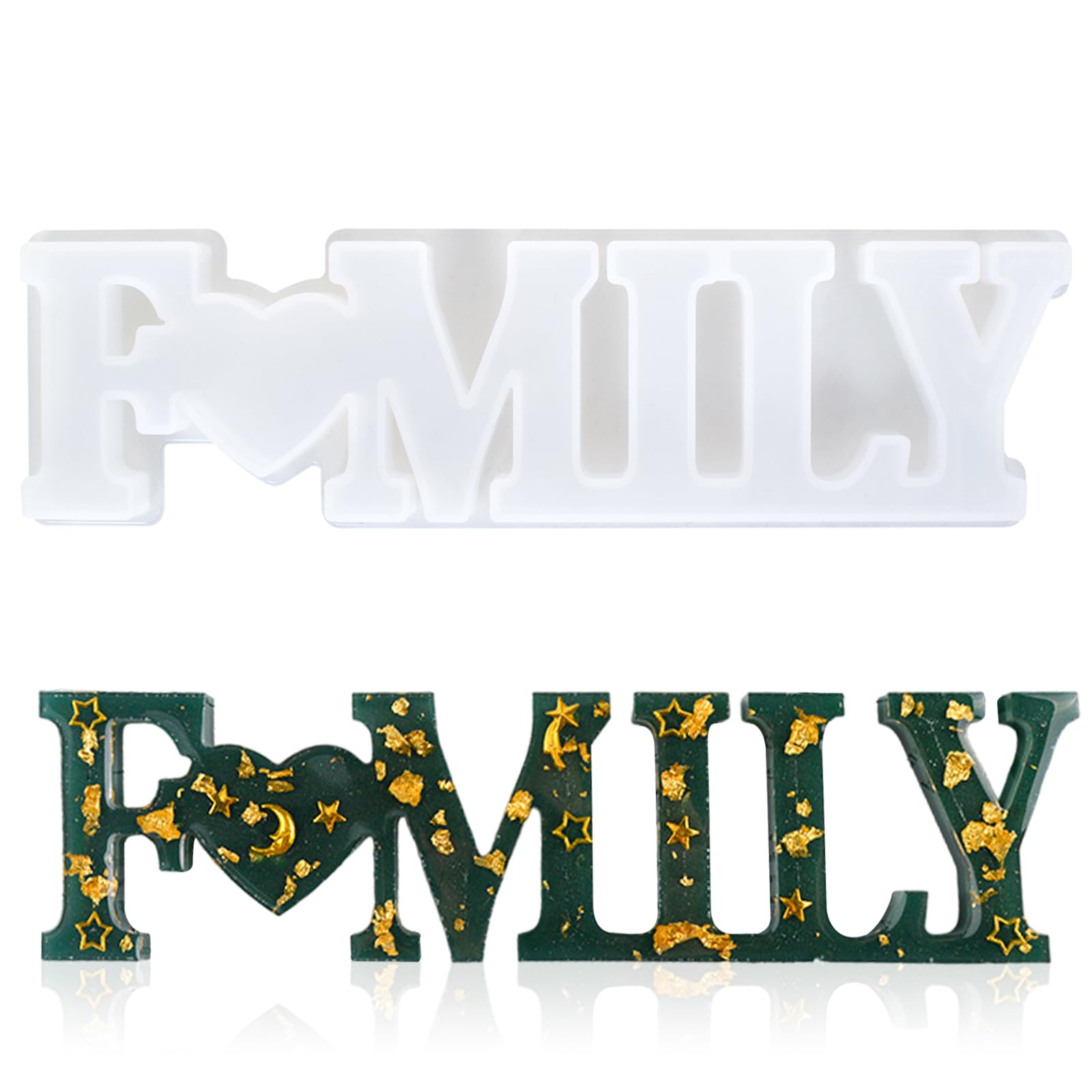Resin Casting Moulds, Family Word Epoxy Resin Moulds,3D Table Sign Letters Mold,Silicone Moulds 3D,for DIY Craft,Table Decoration (Family)