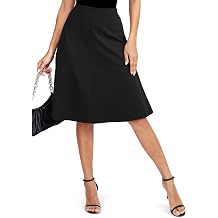 Womens Elastic High Waist A-Line Midi Skirt Stretchy Flared Office Knee Length Skirts for Work Business and Casual