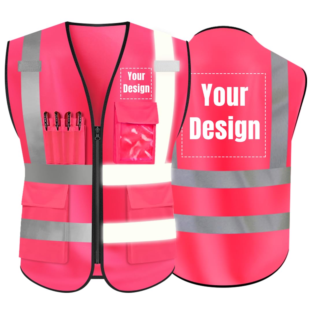 YOWESHOP High Visibility Safety Vest Customize Your Logo Protective Security Vest