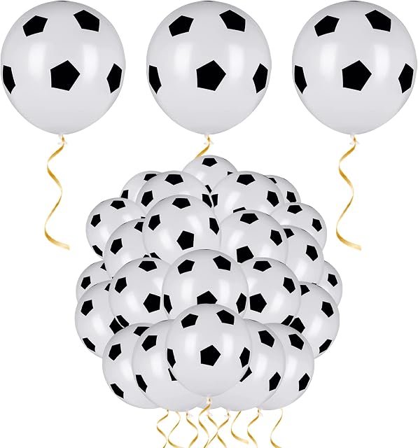 24 Pcs Football Party Decorations 2022 World Cup Football Balloons 12inch Latex Balloons Soccer Balloons for World Cup Party Sport Theme Party Kids Boys Birthday Jungle Theme Party Decorations