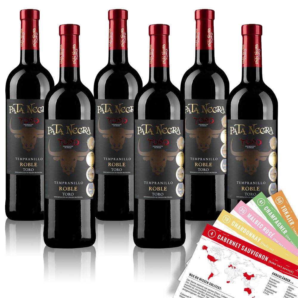 Pata Negra Tempranillo Roble DO, trocken, sortenreines Weinpaket + VINOX Winecards (6x0,75l)