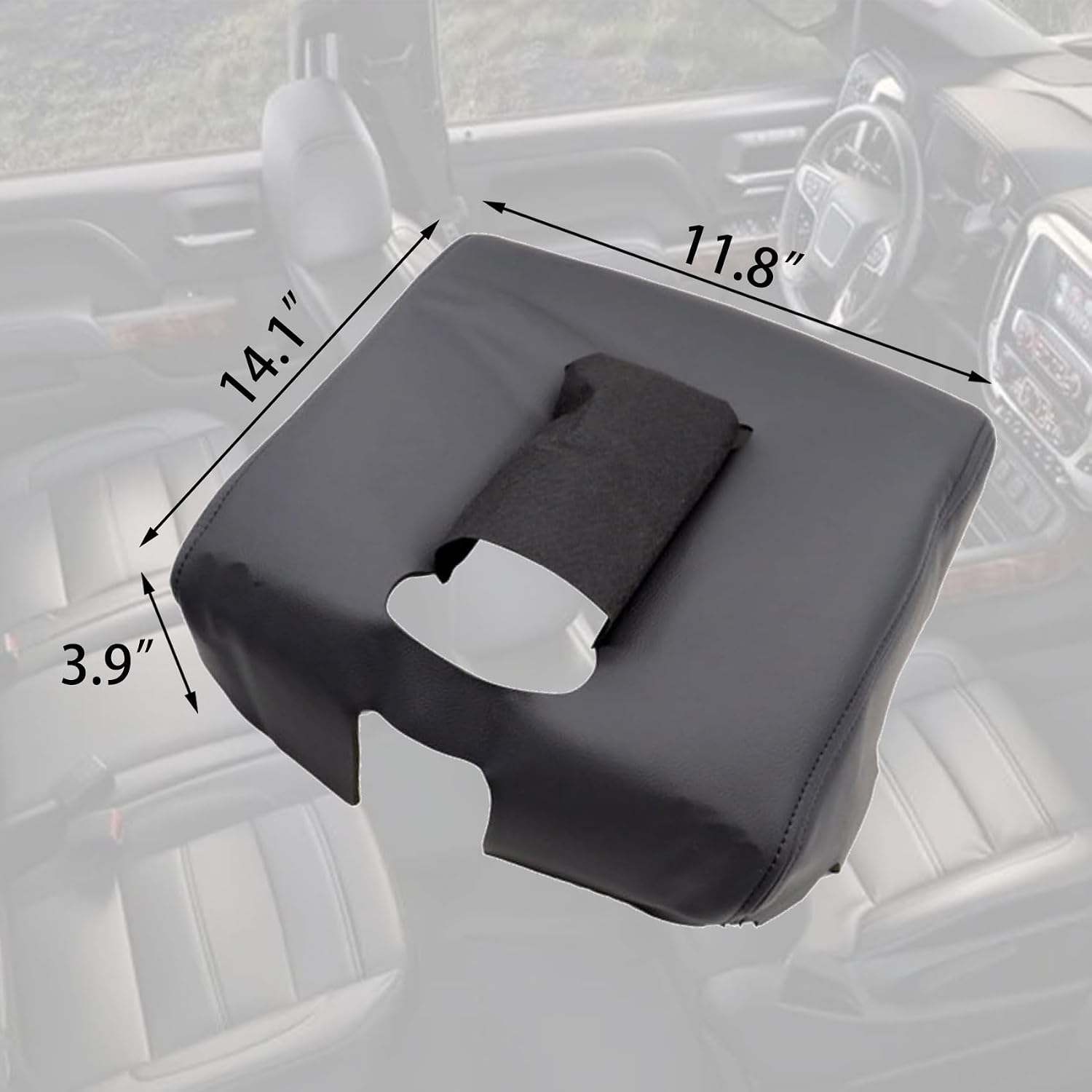 Priprilod CAR Center Console Lid Armrest Replacement Cover Black with Gray Stitch Compatible with Chevy Silverado/GMC Sierra 2014 2015 2016 2017 2018 (40/20/40 Split Bench Seat)