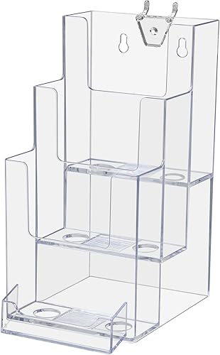 Vista 19 de Marketing Holders Paquete de 10 soportes para folletos para trípticos de 4 pulgadas de ancho y tarjetas de visita de 3.5 x 2 pulgadas, acrílico