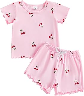 Toddler Baby Girl Summer Clothes Cute Short Sleeve T Shirt Tops Shorts Outfits Kids Tee Shirts Short Outfit Set