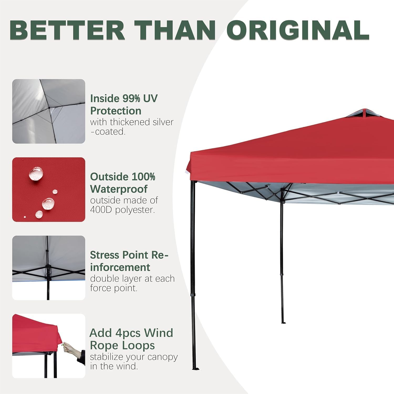 SCOCANOPY Replacement Cover Compatible with Ozark Trail 10x10 Instant Pop Up Canopy Tent, Canopy Cover ONLY,(Red)