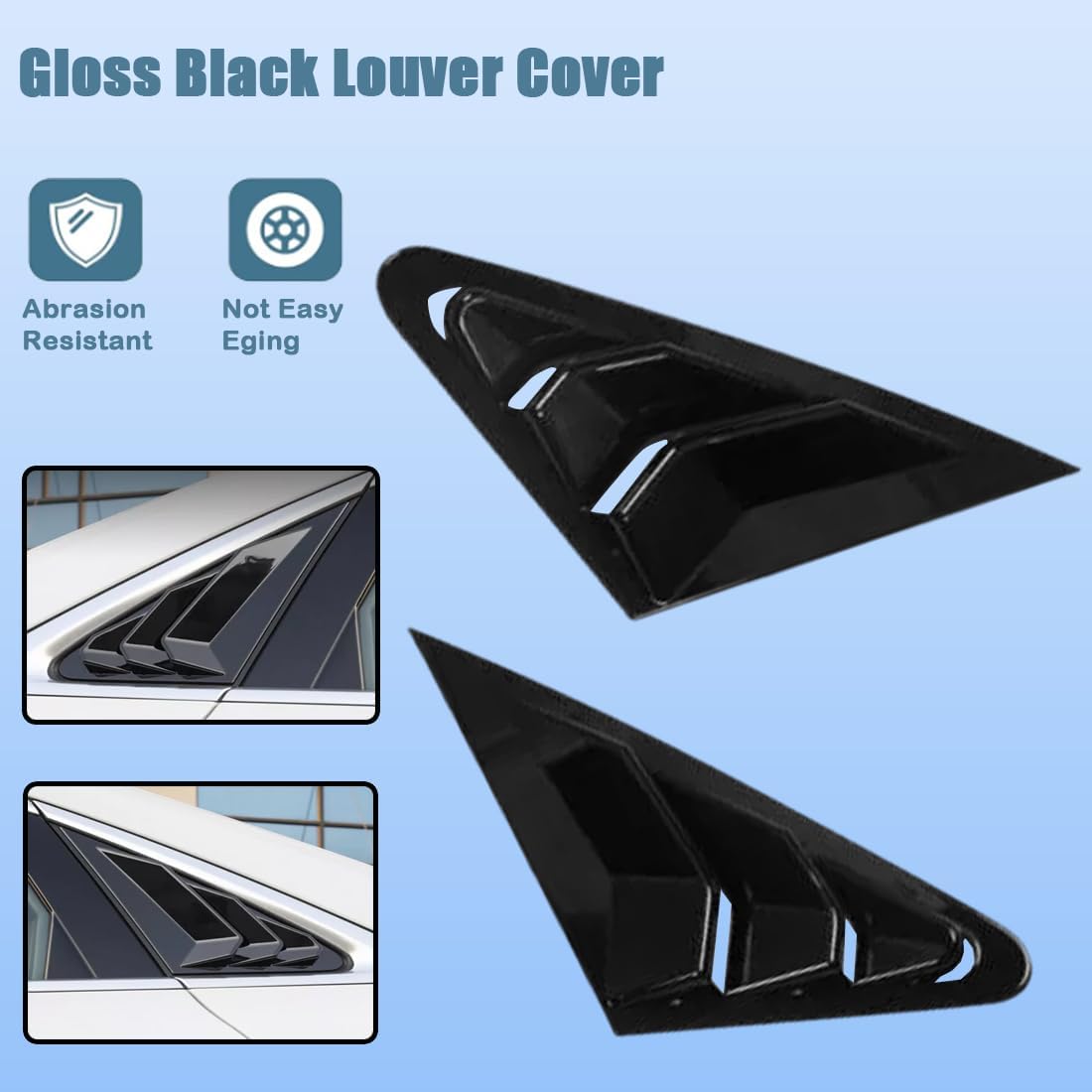 XITER 2PCS ABS Carbon Fibre Racing Style ABS Rear Side Window Louvers Air Vent Scoop Shades Cover Blinds for Audi A3 8V Sedan 2015-2020 (Bright Black)