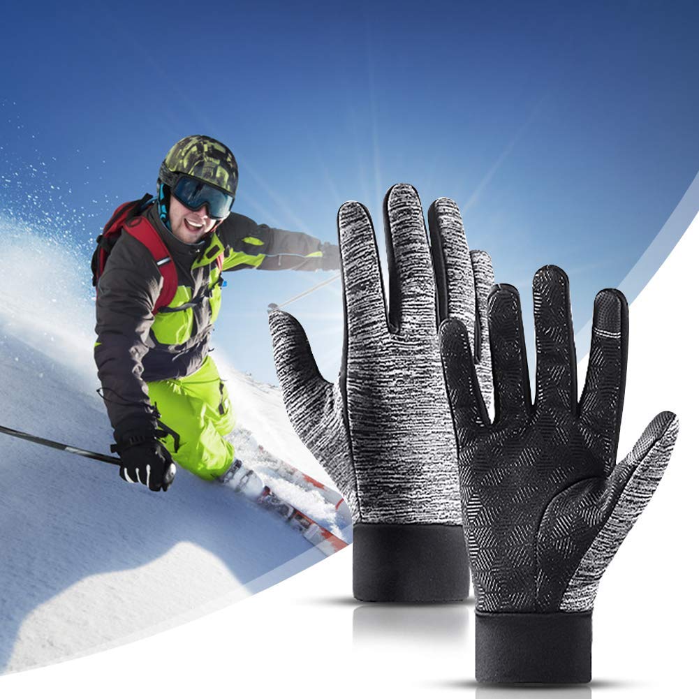 Winterhandschuhe, Winddichte Thermo-Fahrradhandschuhe Kaltes Wetter, wasserdichte Fleece OutdoorTouch Screen Skihandschuhe Grau