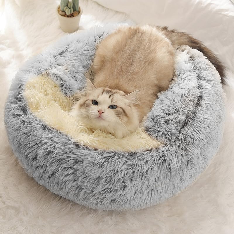 Plüsch-Donut Hundebett/Katzenbett – Rutschfeste Unterseite, Maschinenwaschbar, In 6 Größen (XS Bis XXL)