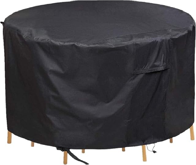 Chusstang Garden Furniture Covers Waterproof, Patio Furniture Table Covers Outdoor Round Table Cover Patio Furniture Cover 420D Heavy Duty Protection Windproof Anti-UV Circular Table Cover (Ø180x90cm)