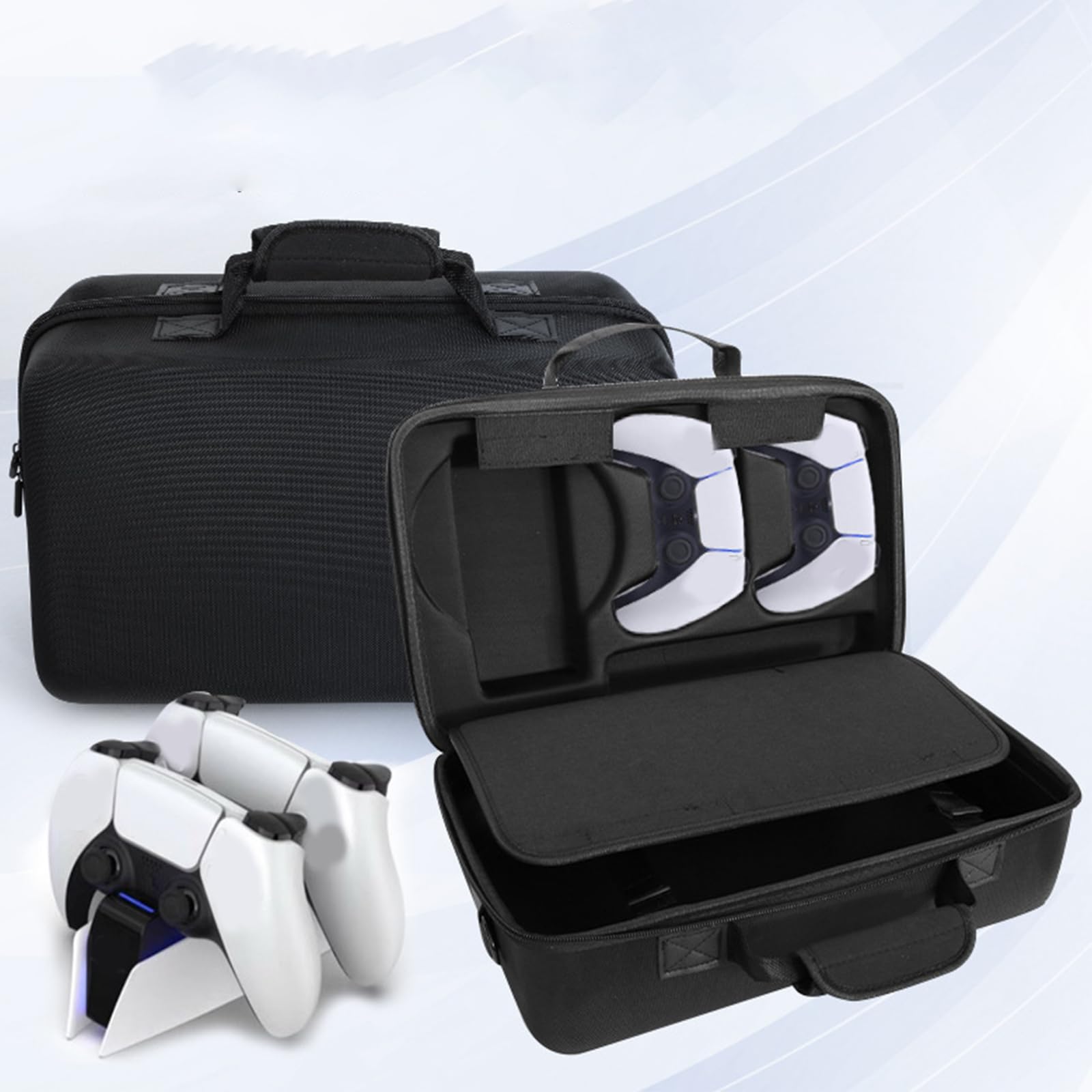 Reise-Tragetasche, stoßfest, Organizer, Tasche, Aufbewahrung, Konsole, Controller, Ladestation, Disc, kratzfeste Hülle, Schwarz