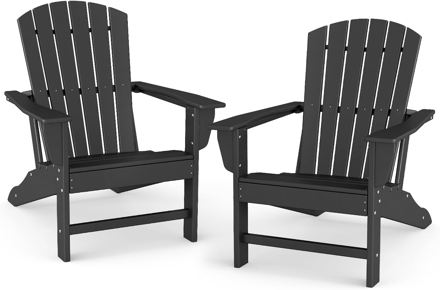 BRIOPAWS Adirondack-Chairs-Set of 2 | Fire Pit Chair | Oversized | HDPE Plastic | Weather Resistant | for Deck Outdoor Poolside Campfire | Black