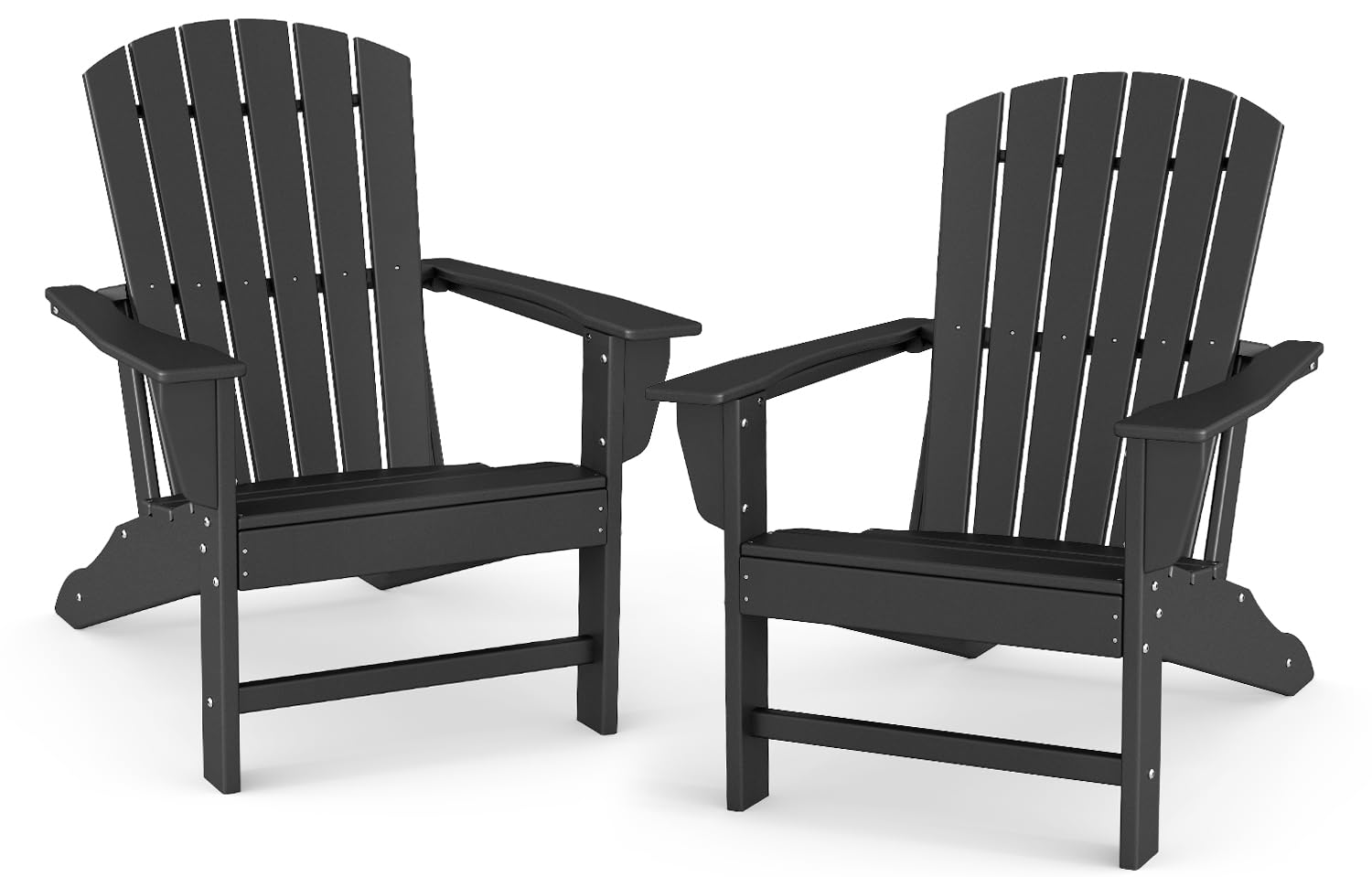BRIOPAWS Adirondack-Chairs-Set of 2 | Fire Pit Chair | Oversized | HDPE Plastic | Weather Resistant | for Deck Outdoor Poolside Campfire | Black