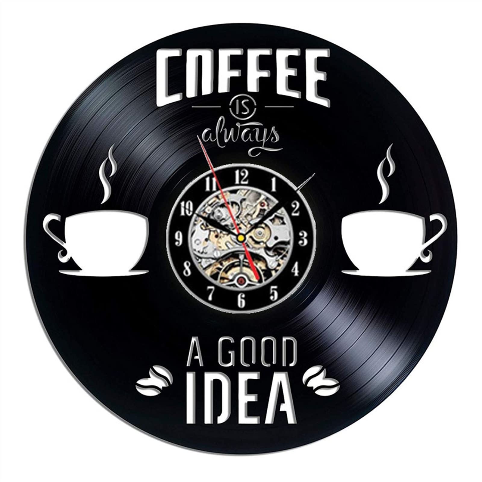 Reloj de pared de vinilo Coffee con luces LED de 7 colores 3