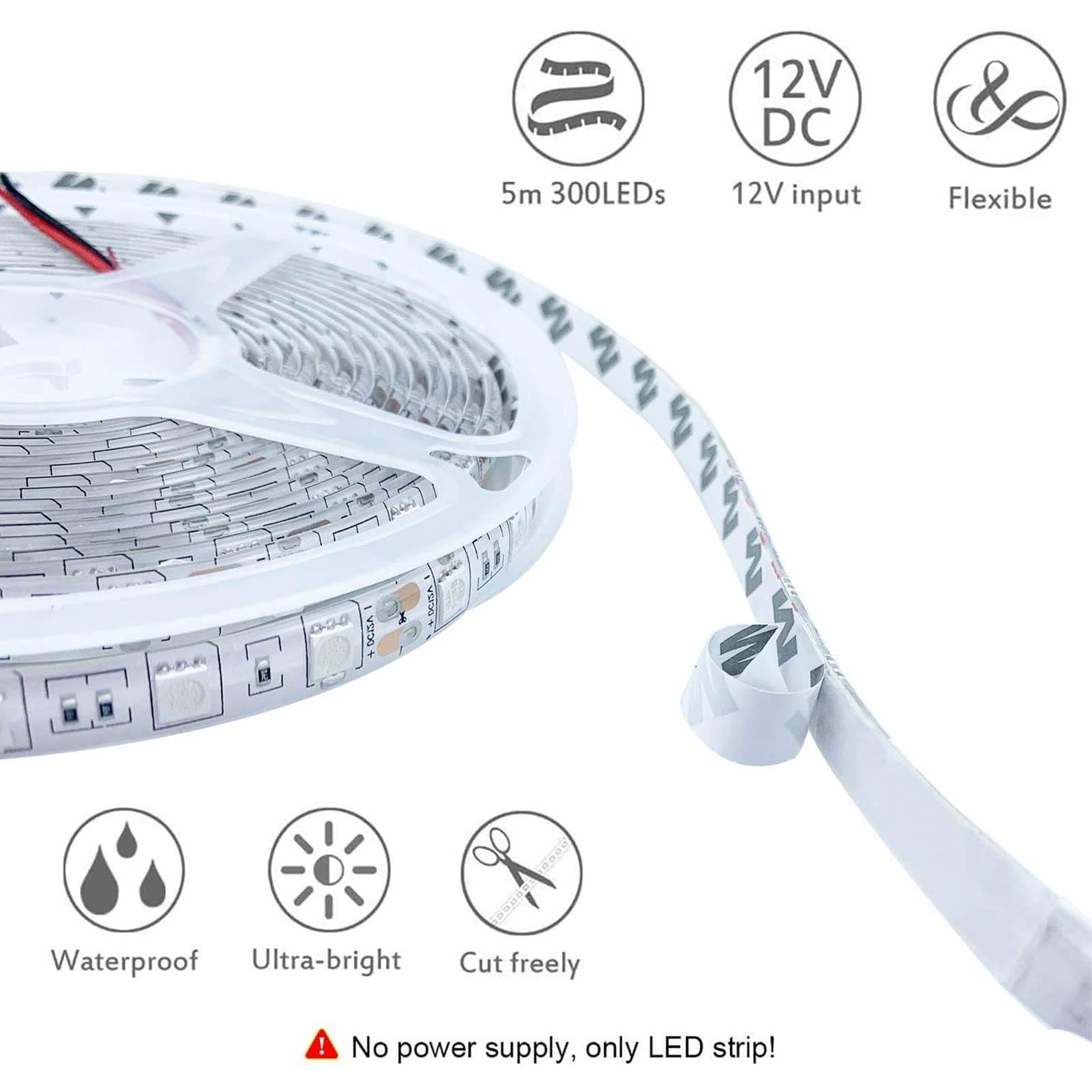 Tira de luces LED para barcos,Luces LED marinas | Luces LED para barcos Tira de luz negra de 5 m/16,4 pies,Luces impermeables para yates, luces interiores decorativas para kayak, coche, barco, yate