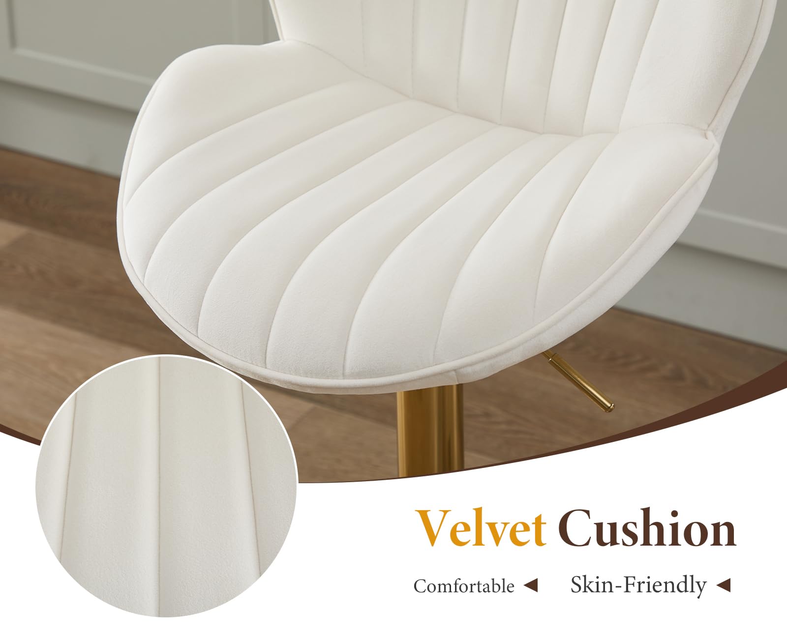 chairus Lot de 2 Tabourets de Bar Pivotants en Velours Hauteur Réglable Tabourets Hauts sans accoudoirs Ergonomique Tabourets de Comptoir (Beige(Velours)-2)