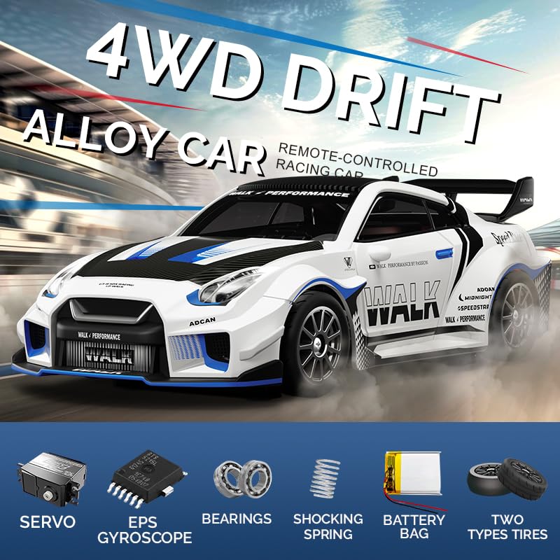 1/43 Mini RC Drift Car, 2.4G Vollproportionales Elektrisches Racing Auto mit LED-Lichtern, Hochgeschwindigkeits-Driftfahrzeug für Indoor/Outdoor(Q9/Dunkelgrün/D43-01)
