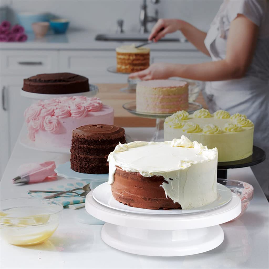 12-teiliges Tortenzubehör-Set: Schichttortenaufsatz, Drehteller, Dekorierstift, Zuckerglätter, Kupplung, Backförmchen