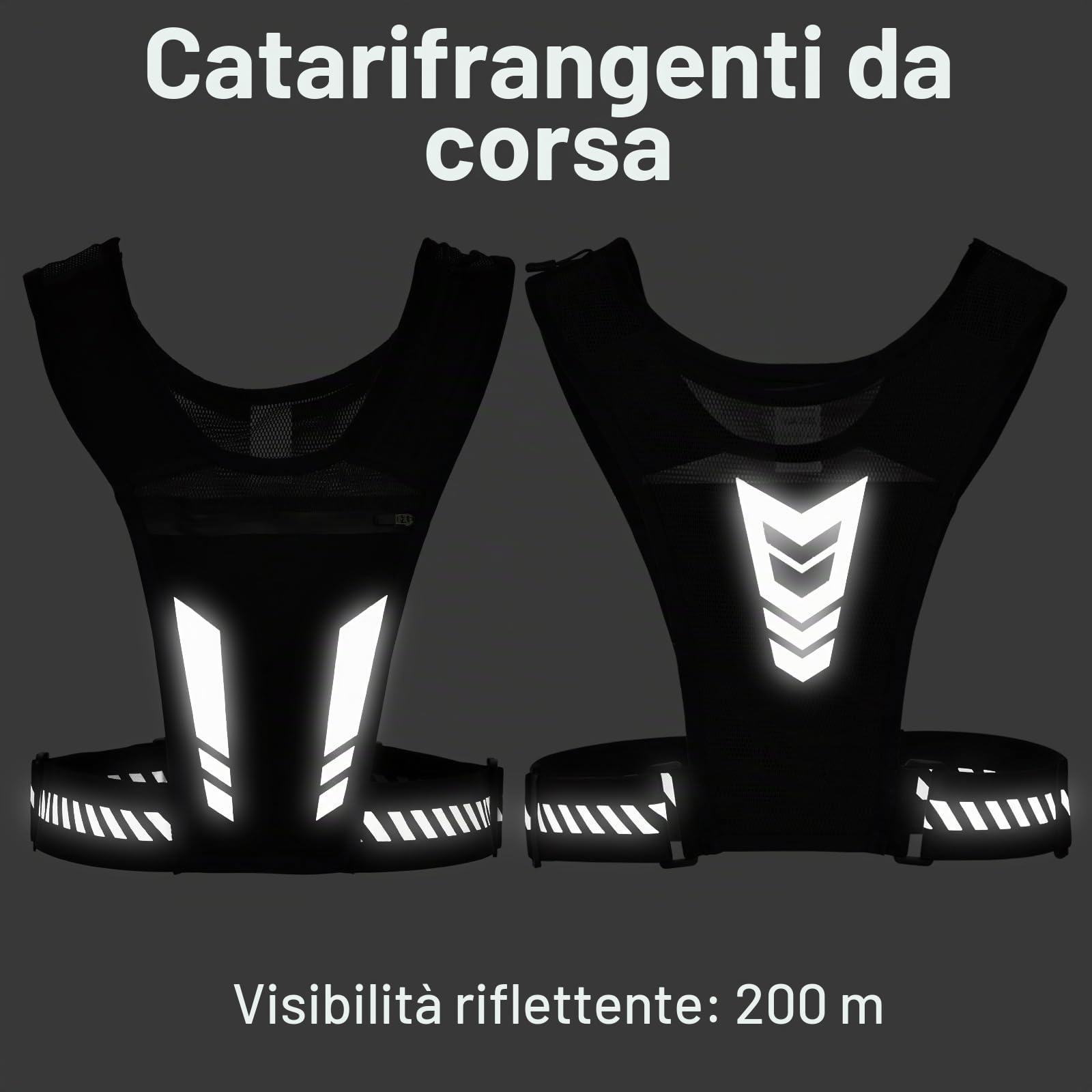 Gilet Running Impermeabile Riflettente con Porta Cellulare per Uomo Donna Jogging