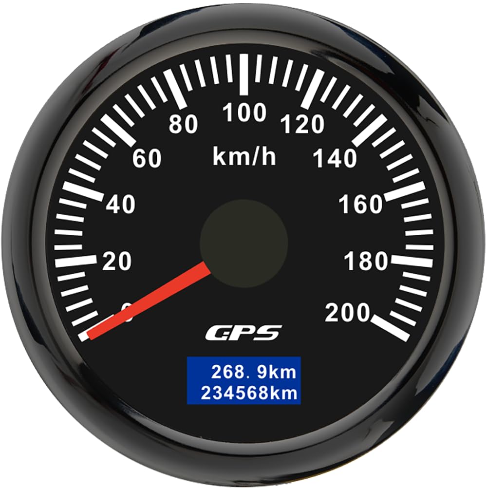 52mm Geschwindigkeitsmesser Boot GPS Tacho Kilometerzähler 0-200Km/H Wasserdichter IP67 7-Farben Tachometer Messgerät für Auto Boot Yacht 12V/24V …