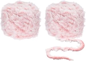 PATIKIL 70yds Faux Fur Yarn, 2 Skeins Fuzzy Yarn Crochet Fluffy Yarn Soft Chunky Polyester Plush Fur Eyelash for Crocheting Knit Blanket Rug Sweater Scarf Hat Bear Craft, Light Pink