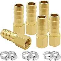 Vista 13 de 6 piezas de accesorios de púas de manguera de latón de 1/4" NPT hembra a 5/16" púas, conector adaptador incluye 6 abrazaderas de acero inoxidable