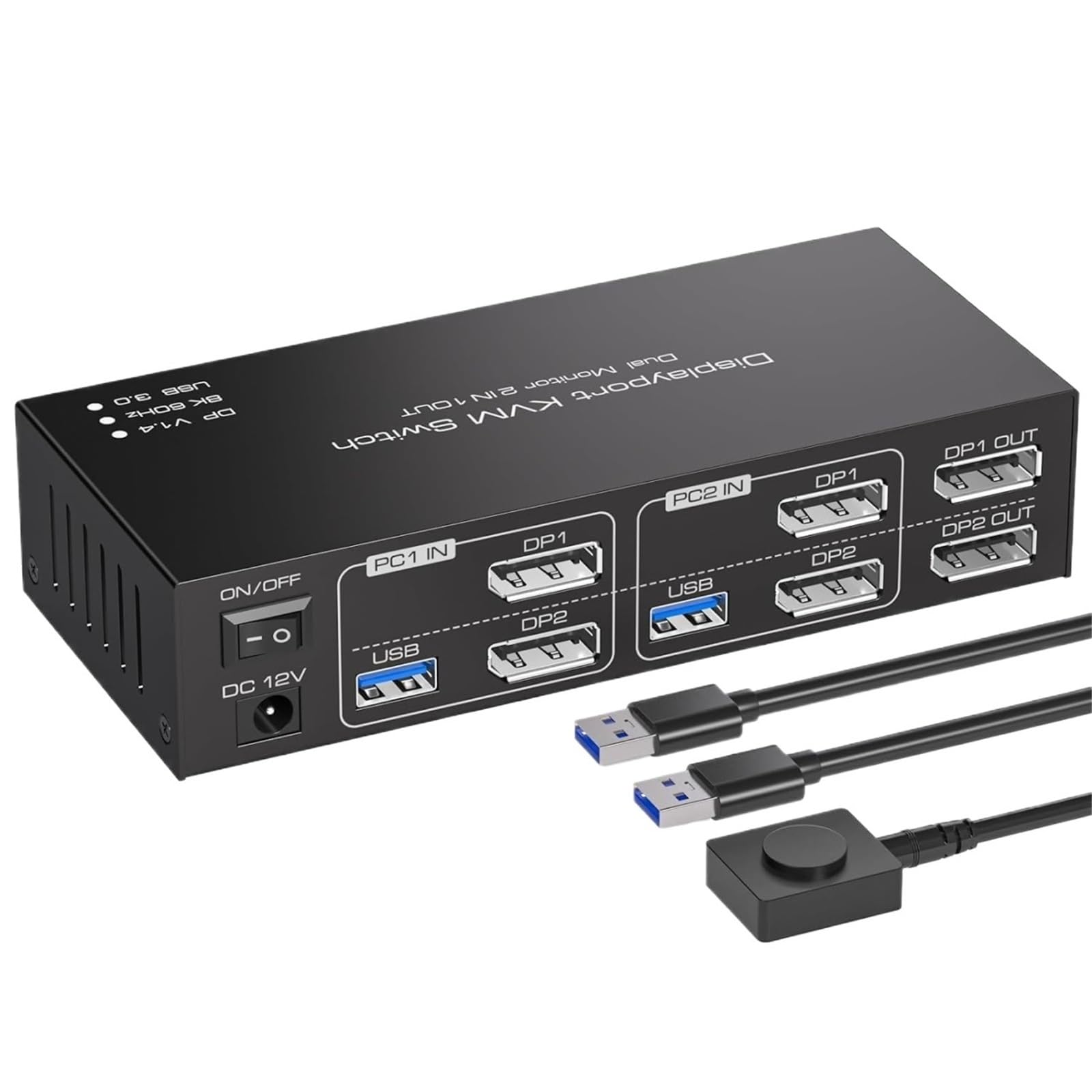8K Dual Monitor Displayport KVM Switch 2 Monitors 2 Computers 4K 144Hz DP KVM Switcher USB3.0 Selector 2 PC Share Keyboard Mouse(EU Power Adapter)-image-11