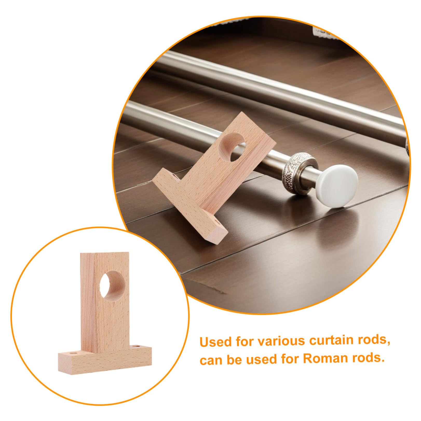 Supporti per Aste per Tende in Legno 4 Pezzi Facili da Installare e Resistenti per Camera da Letto e Casa Diametro Interno 2,5-3 Cm