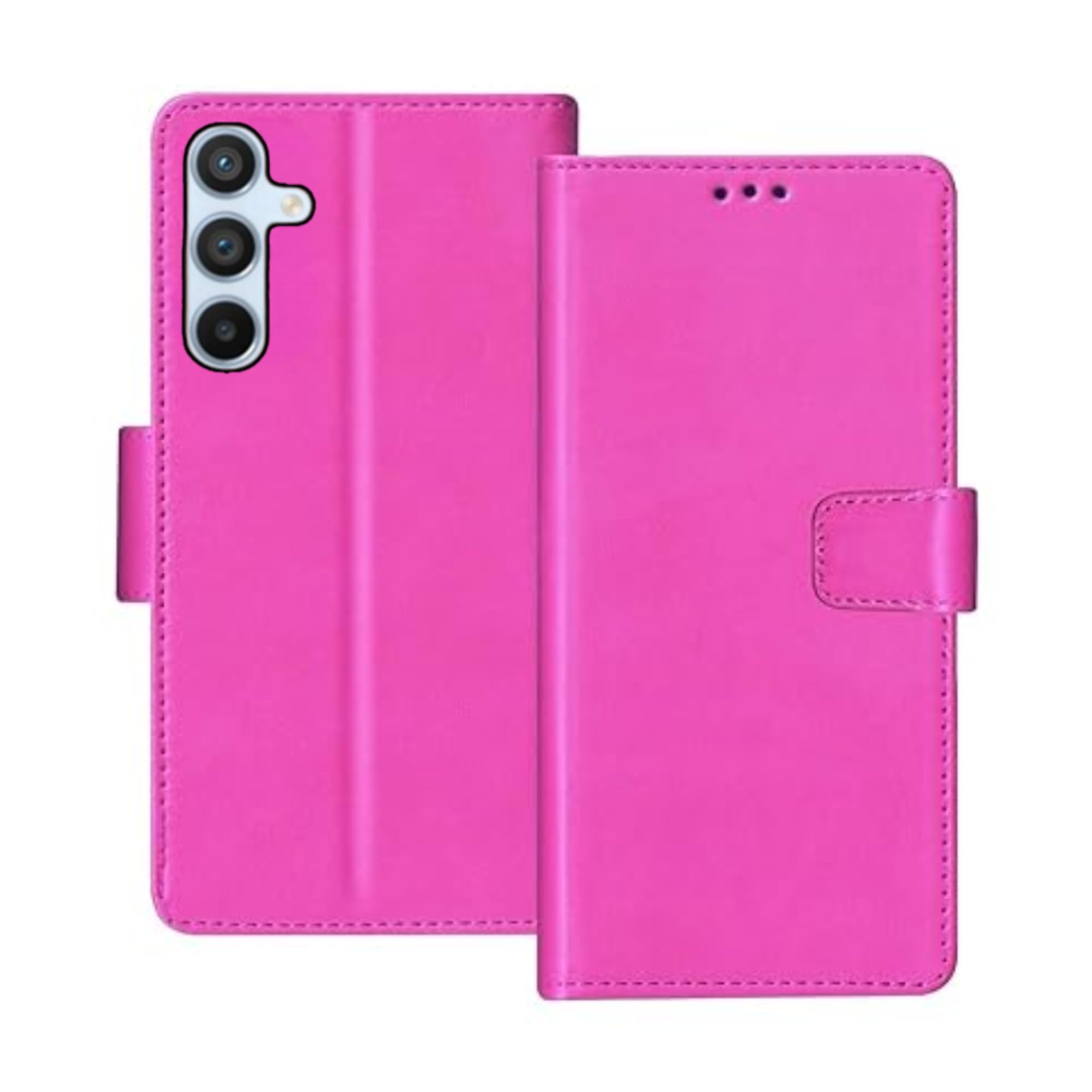 Samsung Galaxy A16 5G, Genuine Leather Wallet Case with Card Holder, Flip Cover Folio Kickstand Magnetic Phone Back Cover Designed for Samsung Galaxy A16 5G (Royal Pink)_235