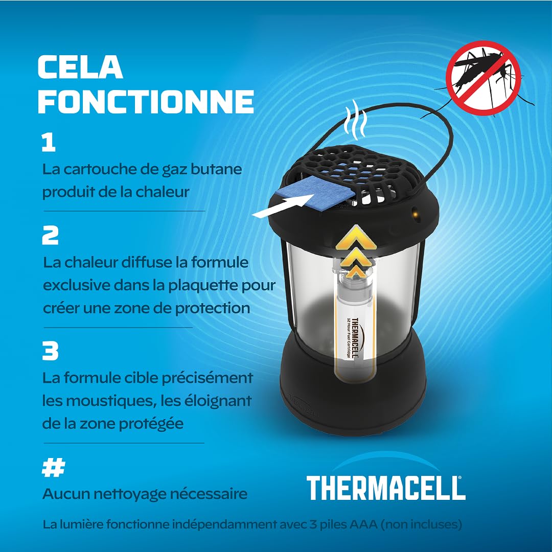 THERMACELL Lampe Anti Moustiques et Moustiques Tigres - 20m² - 60h